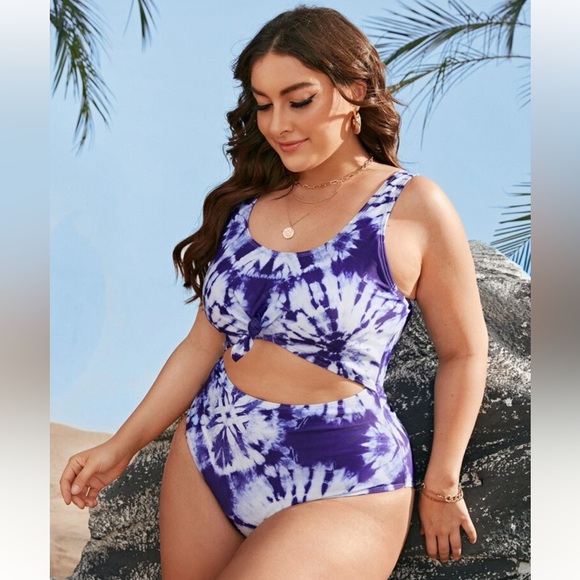 Plus Tie Dye Cutout Swimsuit - Picture 2 of 11